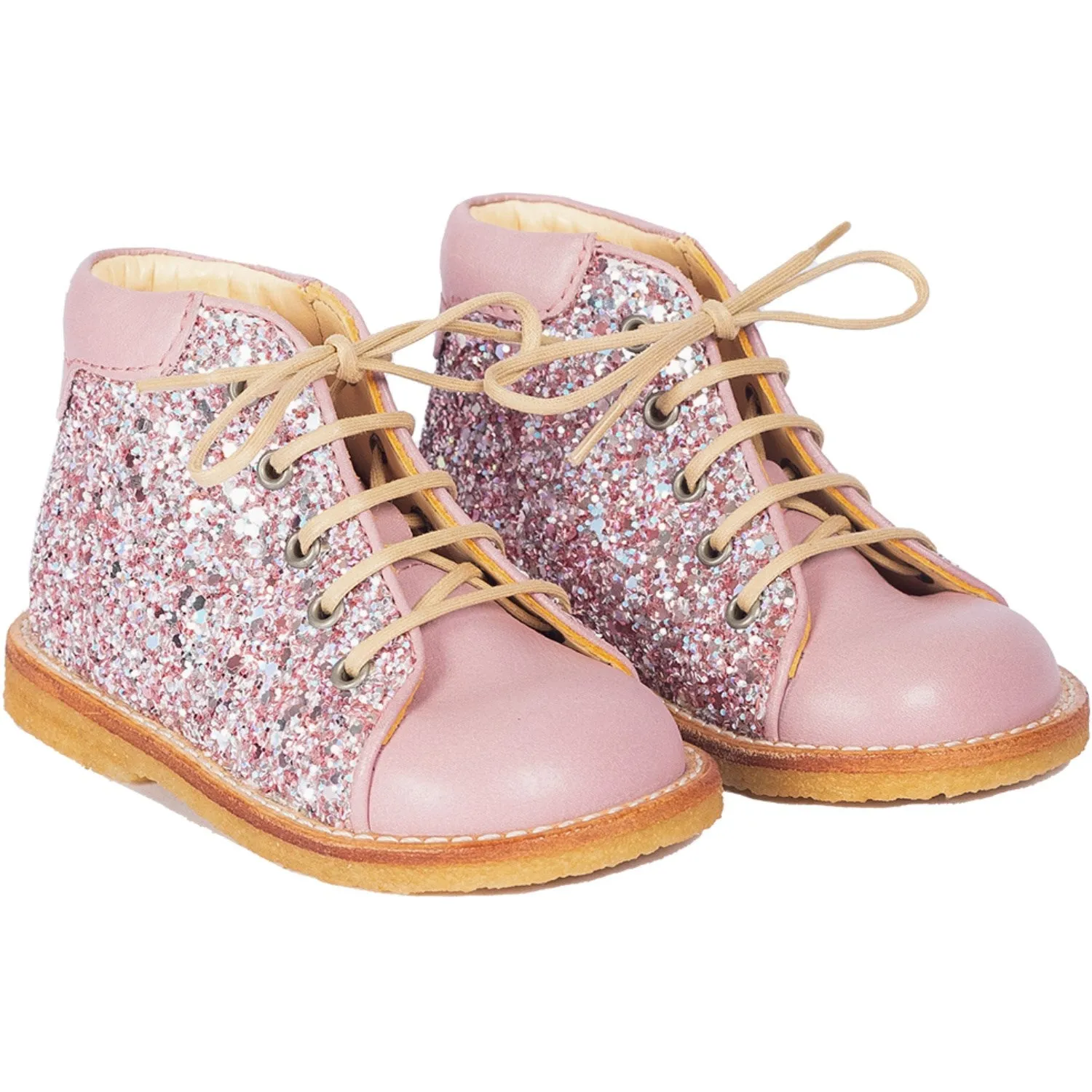 Angulus Mauve/Mauve Glitter Classic Beginner Lace Up With Sparkling Glitter