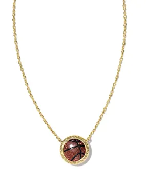 Basketball Short Pendant Necklace in Gold