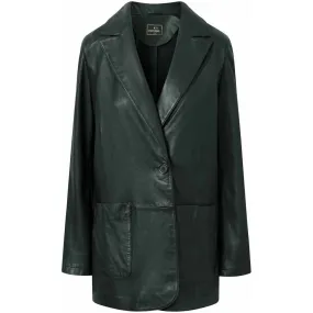 Beautiful Maya blazer in soft leather quality / 50684 - Bottle Green