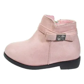 bebe Toddler Girls Ankle Boots Side Bow Slip-On Low-Heel Fashion Microsuede Shoes