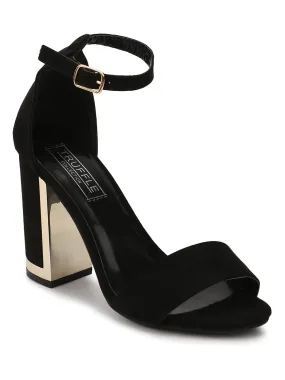 Black Micro Double Colored Perspex Block Heels