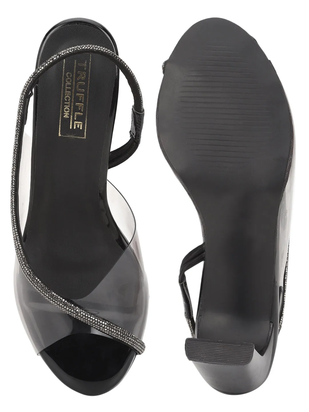 Black Patent Block Sandals (TC-REN-R-5112-BLK)