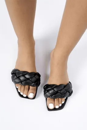 Braidey Flat Braided Sandal in Black