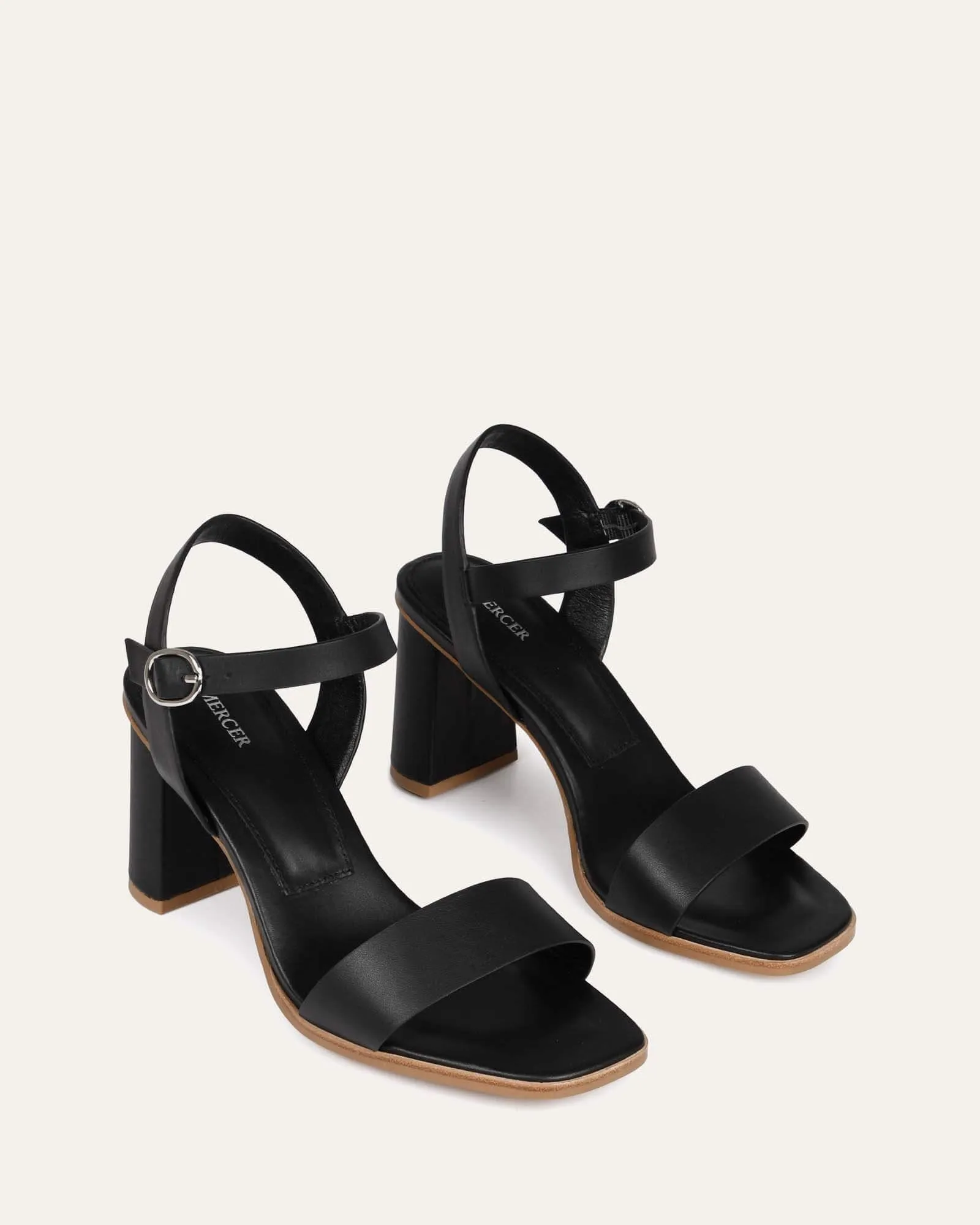 CALAIS HIGH HEEL SANDALS BLACK LEATHER