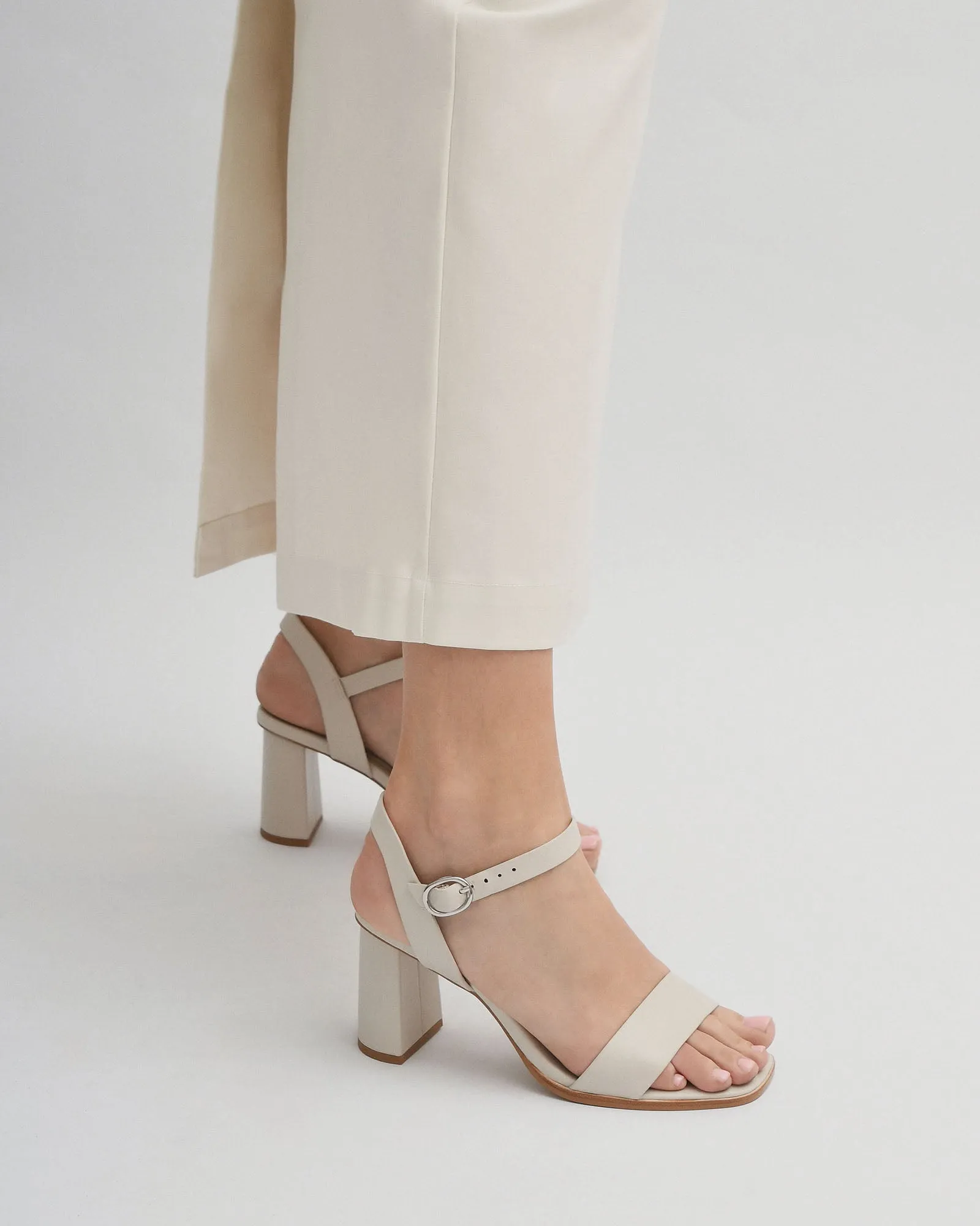 CALAIS HIGH HEEL SANDALS BONE LEATHER