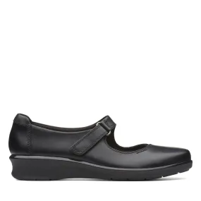 Clarks Hope Henley Black Leather Wide Width