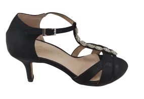 Coco Ritz Ladies Black Diamonte T-Bar Sandal 1007