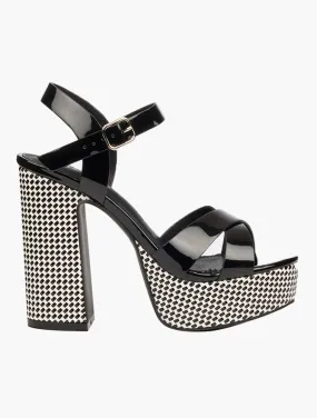 Ibiza Black and White Block Heels