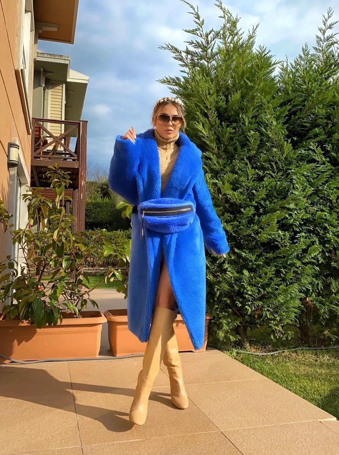 Jasmine Blue Faux Fur Coat