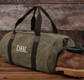 Personalized Groomsmen Canvas Duffel Bag, Overnight Bag, Weekender Bag, Embroidered Duffle Gifts For Men