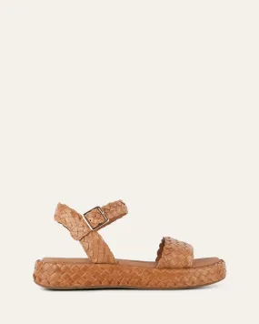 POPPY FLAT SANDALS TAN LEATHER