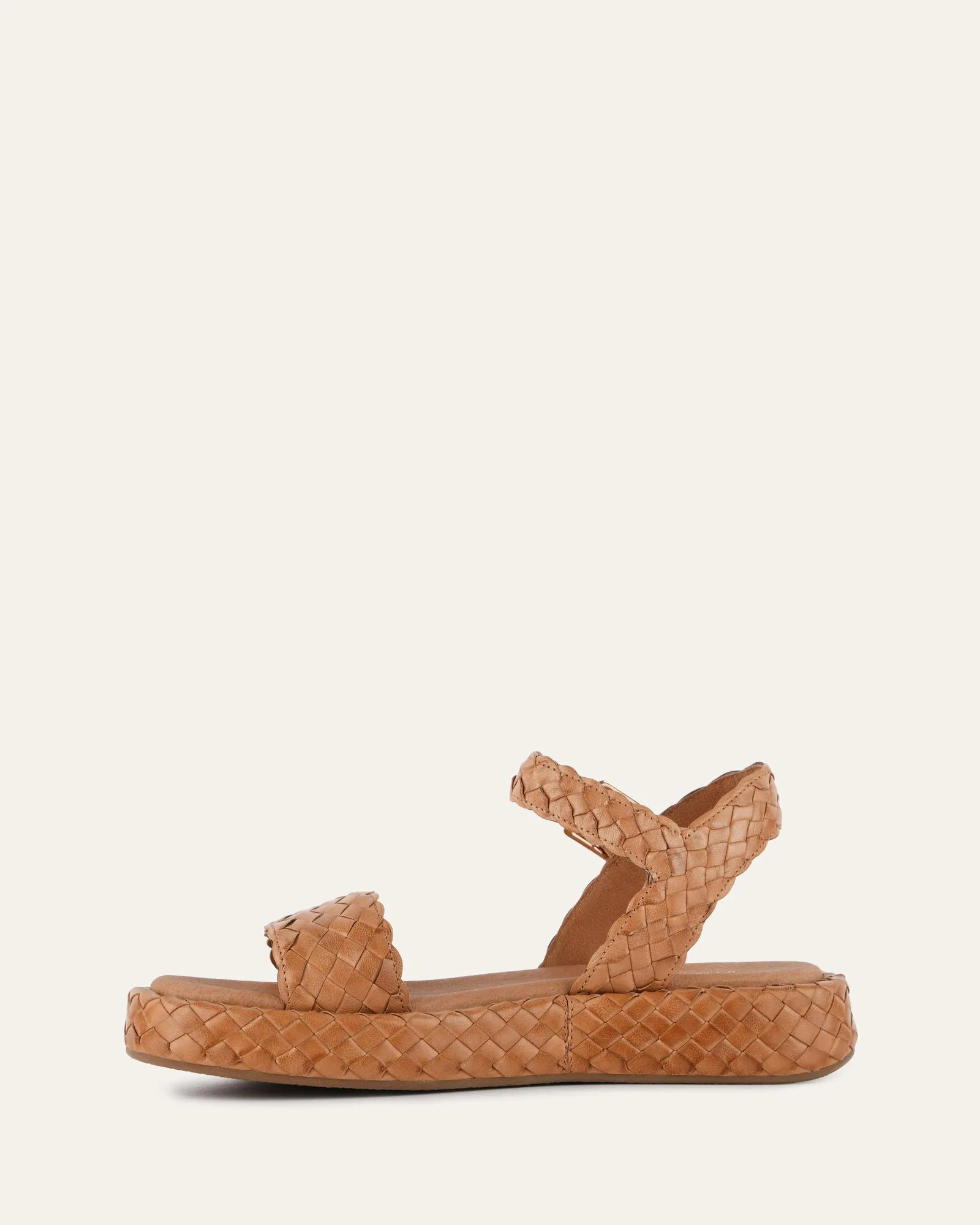 POPPY FLAT SANDALS TAN LEATHER