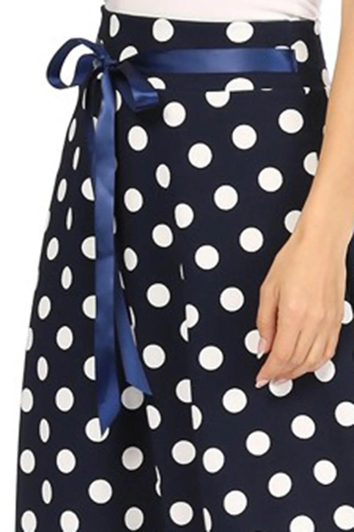 Women's Casual Floral A-line Printed High Waist Bow Tie Belted Knee Length Midi Skirt